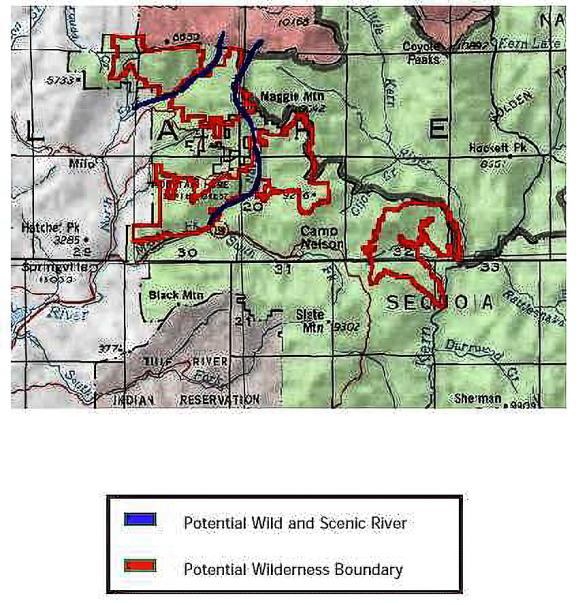 Golden Trout Potential Wilderness Additions Close-Up Map